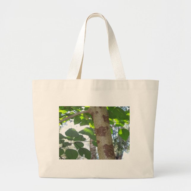 green leaves and tree trunk with cool bark large tote bag (Front)