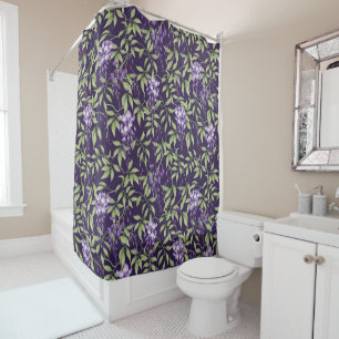 Green Leaves and Wisteria Floral Pattern