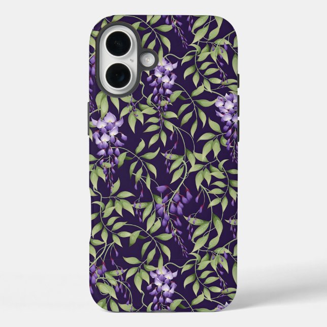  Green Leaves and Wisteria Floral Pattern Case-Mate iPhone Case (Back)