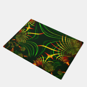 Green leaves and yellow fire-coloured curves doormat