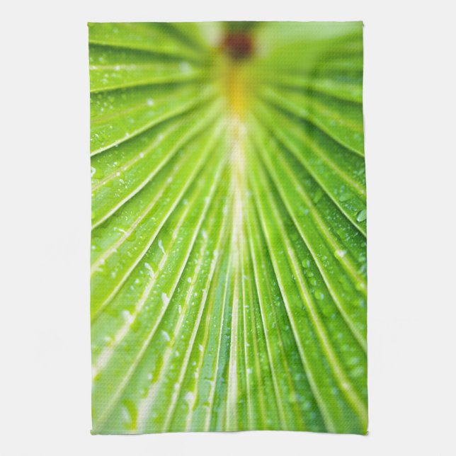 Green leaves background kitchen towel (Vertical)