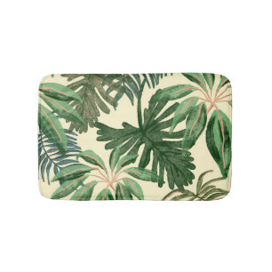 Green leaves bath mat