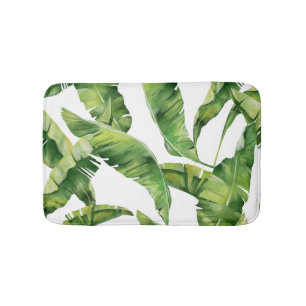 Green leaves bath mat