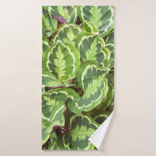 Green leaves bath towel