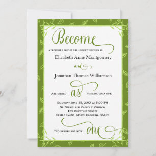 Green Leaves Become as One Christian Wedding Card