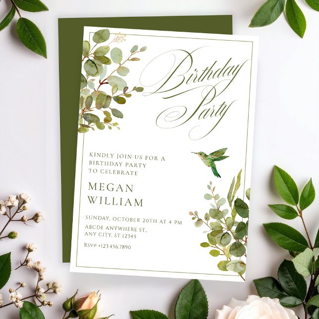 Green leaves birthday invitation (Creator Uploaded)