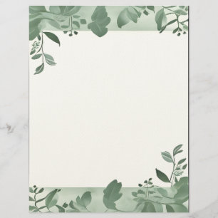 Green Leaves Border Stationery