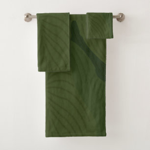 Green Leaves Botanical Nature Pattern Bath Towel Set