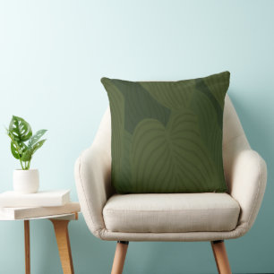 Green Leaves Botanical Nature Pattern Throw Pillow