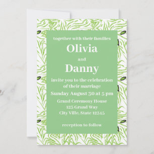 Green Leaves Botanical Nature Wedding Invitation