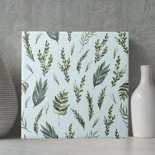 Green Leaves Botanical Pattern Tile