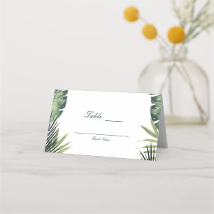 Green Leaves Botanical Tropical Plants Seating Place Card