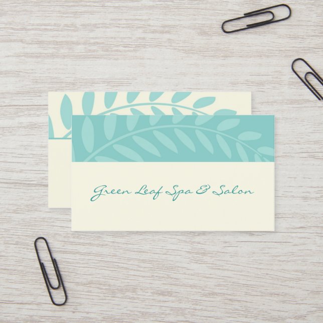 Green Leaves, Branch Border Business Card (Front/Back In Situ)