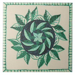  Green leaves Ceramic Tile