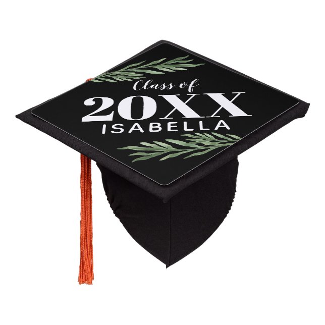 Green Leaves Class of 2026 Graduation Cap Topper (Angled)