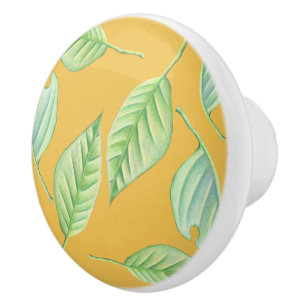 Green Leaves Custom Ceramic Knob