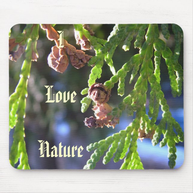 green leaves, cypress, seeds mouse pad (Front)