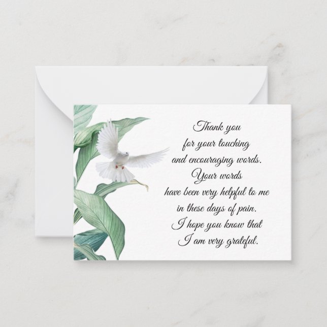 Green Leaves Dove Thank You Card (Front)