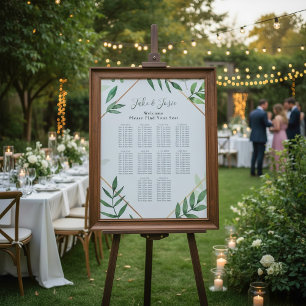 Green leaves Elegant Wedding Seating Chart