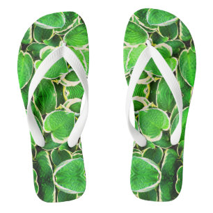 Green leaves fashion flip flops