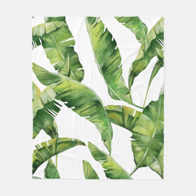 Green leaves fleece blanket (Front)