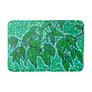 Green Leaves Floral Art Markers Sketch Postcard Bath Mat