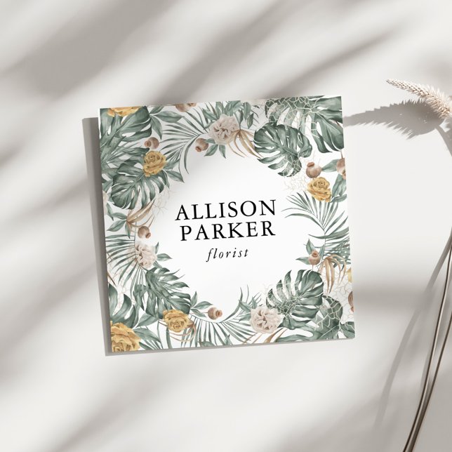 Green Leaves Florist Gardener Business Card (Creator Uploaded)