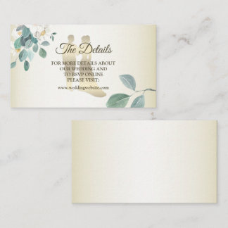 Green Leaves Flower Golden Frame Wedding Detail Enclosure Card