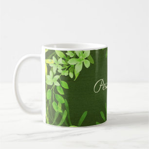 Green Leaves Foliage Personalize Coffee Mug