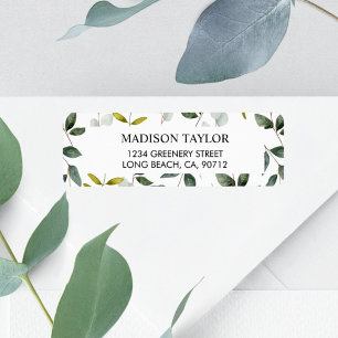 Green Leaves foliage Watercolor return address