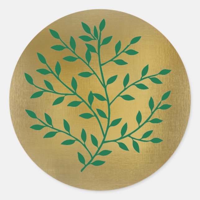 Green leaves green olive branch leaf decor classic round sticker (Front)