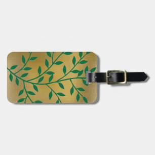Green leaves green olive branch leaf decor luggage tag