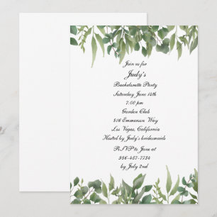 Green Leaves Greenery Foliage Bachelorette Party Invitation