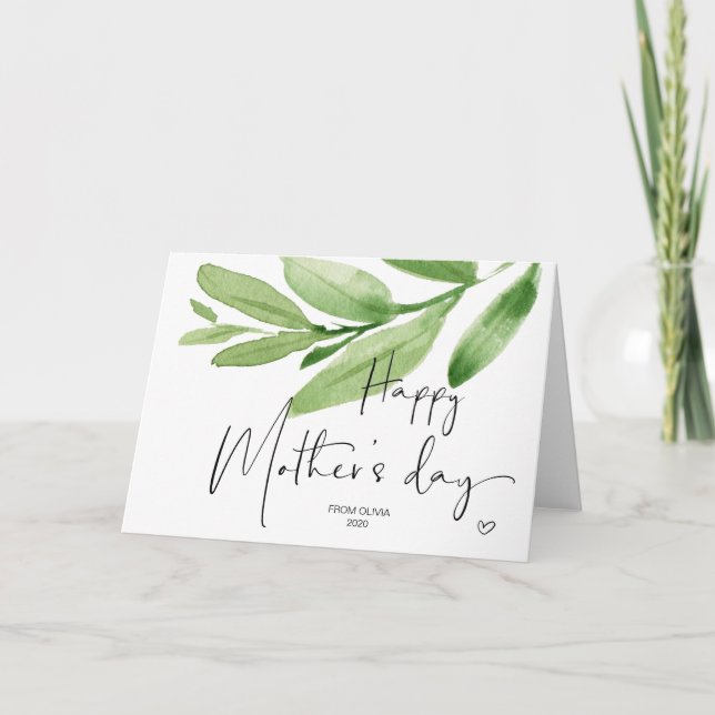 Green Leaves Happy Mother's Day Gift From Daughter Card (Front)