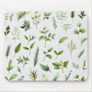 Green Leaves Herbarium Mouse Pad
