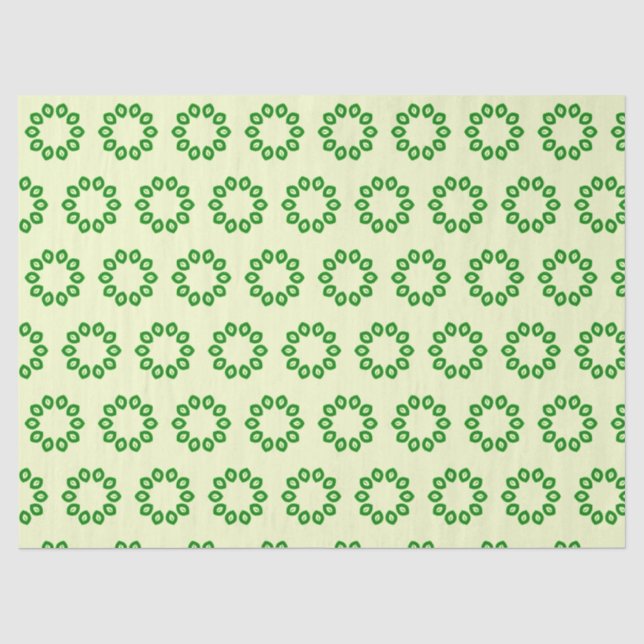 Green leaves in a circle on yellow  tissue paper (Front)