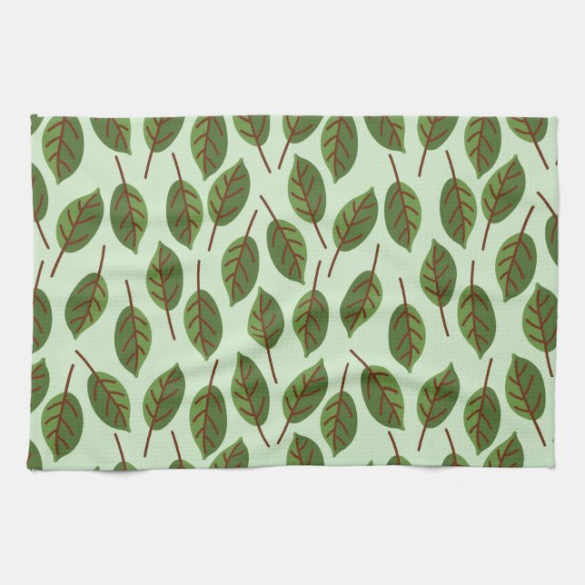 Green Leaves Kitchen Towel (Horizontal)