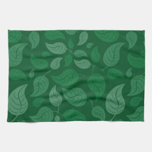 Green leaves kitchen towel
