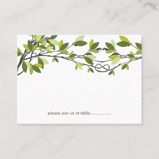 Green Leaves Knotted Love Trees Summer Wedding Place Card (Front)