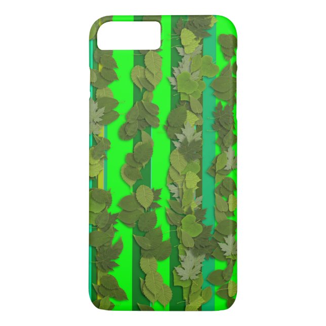 Green Leaves Leaf Striped Background Pattern Case-Mate iPhone Case (Back)