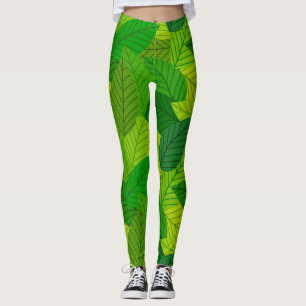 Green leaves leggings. leggings