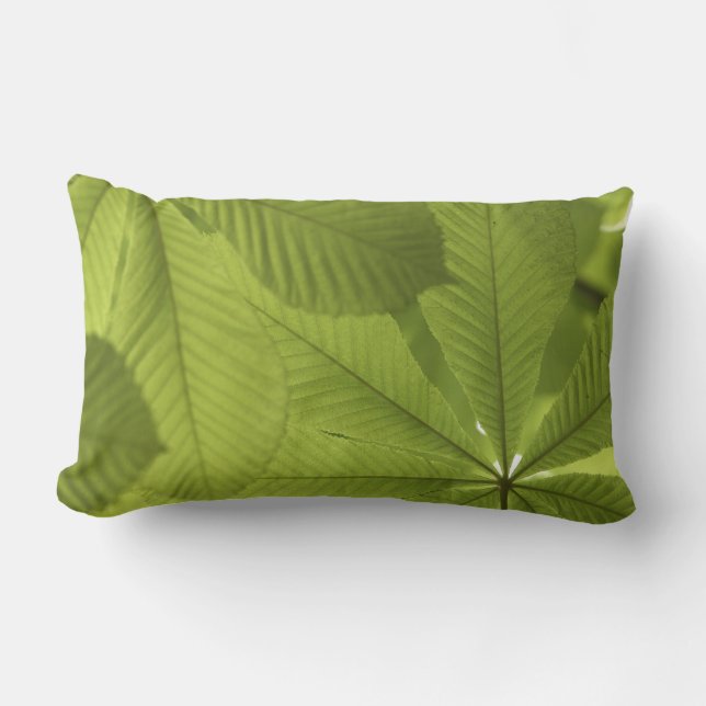 Green Leaves Lumbar Pillow (Front)