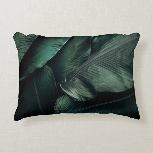 GREEN LEAVES MACRO PHOTOGRAPHY ACCENT PILLOW (Front)