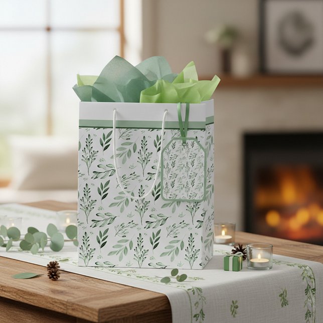 Green leaves  medium gift bag (Creator Uploaded)
