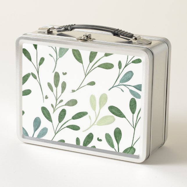 Green leaves metal lunch box (Front)