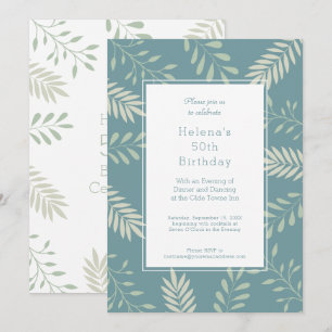Green Leaves Natural Garden 50th Birthday Party Invitation