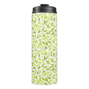 Green Leaves Nature Print, Plant Leaf Pattern Thermal Tumbler
