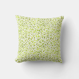 Green Leaves Nature Print, Plant Leaf Pattern Throw Pillow