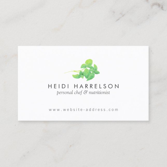 Green Leaves Nutritionist, Holistic, Naturopath Business Card (Front)