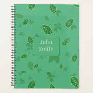 Green Leaves on Green_ Floral Pattern Script Planner